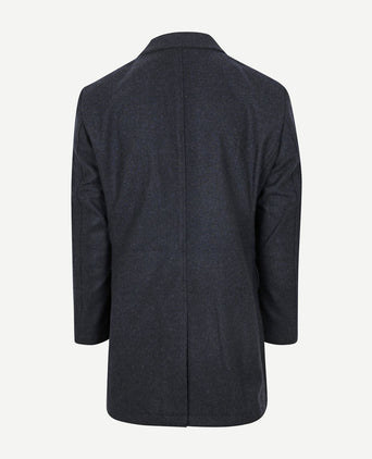 Coat wool herringbone donkerblauw