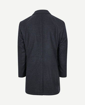 Coat wool herringbone donkerblauw