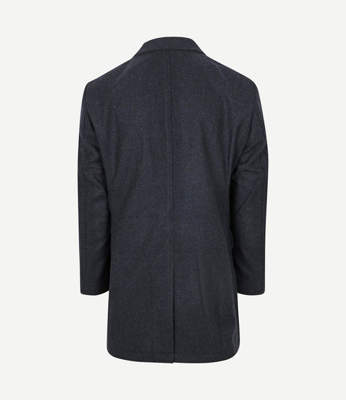 Coat wool herringbone donkerblauw