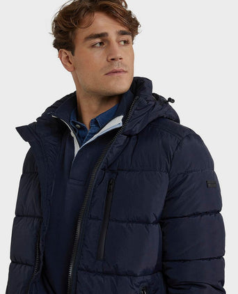 Jas hooded puffer donkerblauw