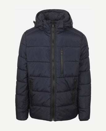 Jas hooded puffer donkerblauw