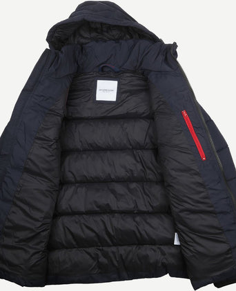 Jas hooded puffer donkerblauw