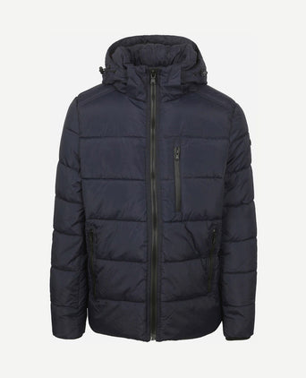 Jas hooded puffer donkerblauw