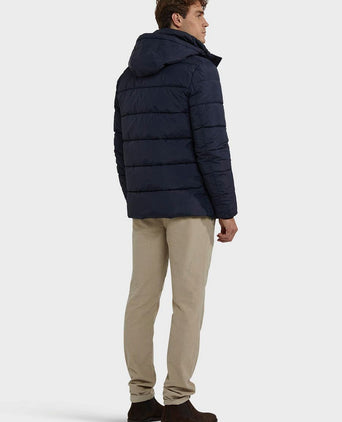 Jas hooded puffer donkerblauw