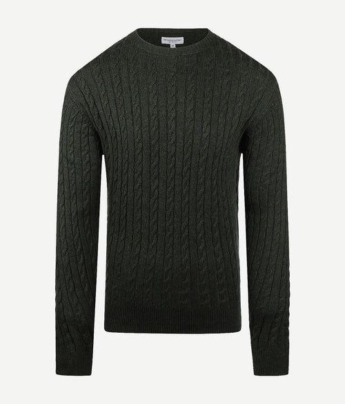McGregor kabeltrui merinowol melange donkergroen | Regular-fit