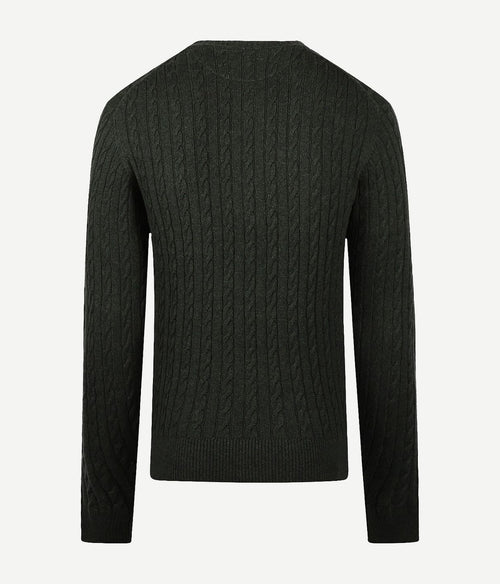 McGregor kabeltrui merinowol melange donkergroen | Regular-fit