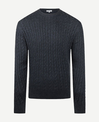 McGregor kabeltrui merinowol melange donkerblauw | Regular-fit