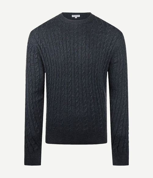 McGregor kabeltrui merinowol melange donkerblauw | Regular-fit