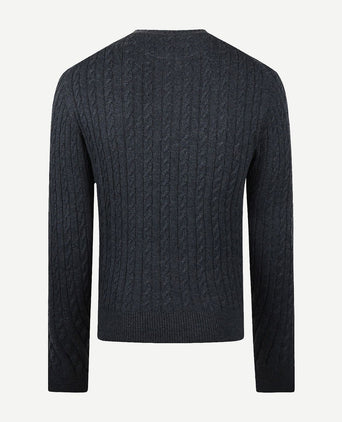 McGregor kabeltrui merinowol melange donkerblauw | Regular-fit