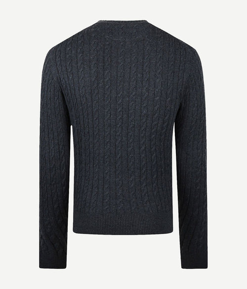 McGregor kabeltrui merinowol melange donkerblauw | Regular-fit