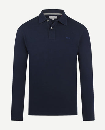 Long sleeve poloshirt donkerblauw