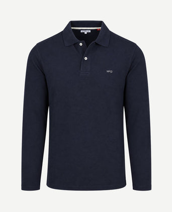 Longsleeve classic poloshirt donkerblauw