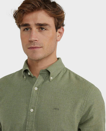McGregor overhemd flanel melange sage groen | Regular-fit