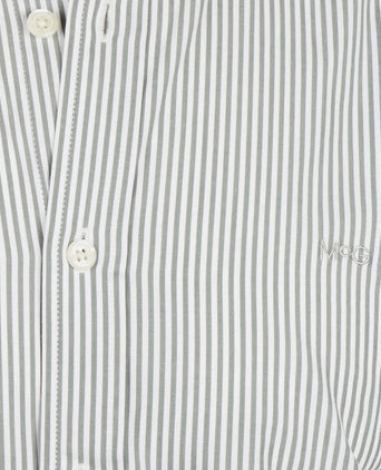 Overhemd poplin streep sage groen