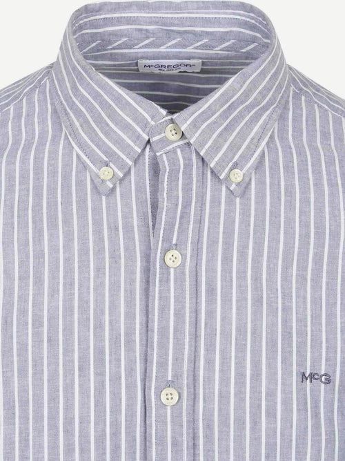 Overhemd cotton linen strepen indigo