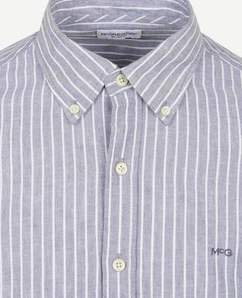 Overhemd cotton linen strepen indigo
