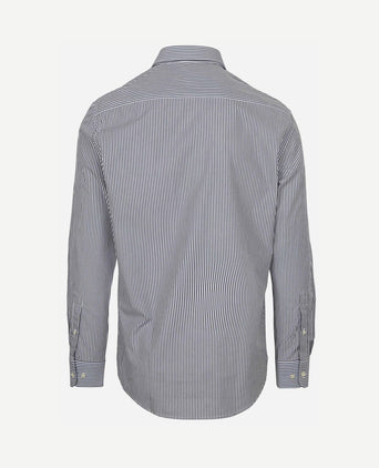 Overhemd poplin streep donkerblauw