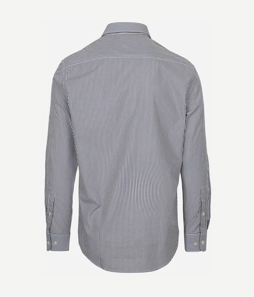 Overhemd poplin streep donkerblauw