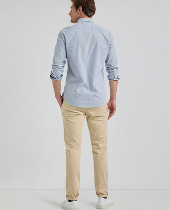 Overhemd poplin streep blauw