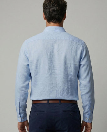 Overhemd cotton linen lichtblauw