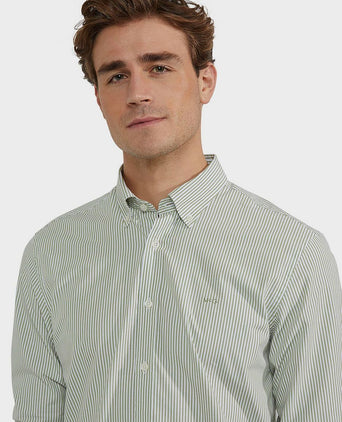 Overhemd poplin streep groen