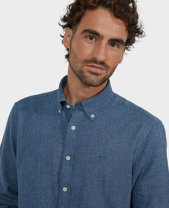 Overhemd flanel melange blauw