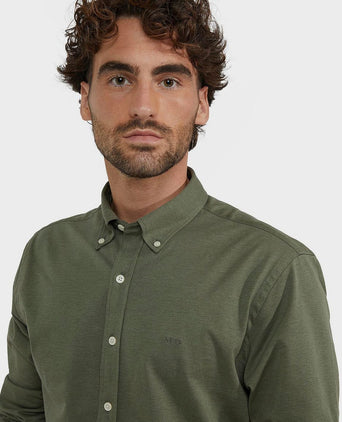 Overhemd piqué stretch groen