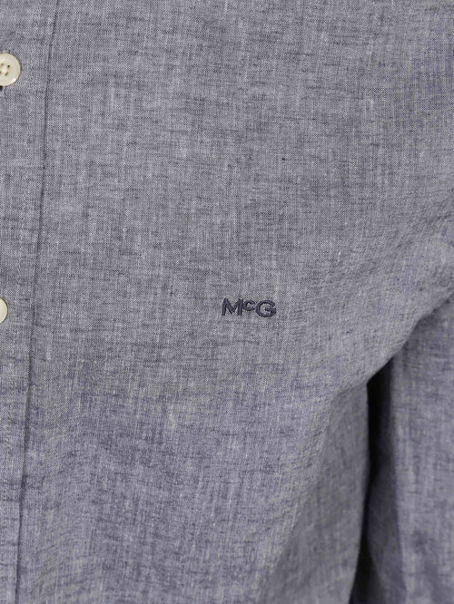 Overhemd cotton linen donkerblauw