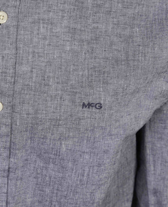 Overhemd cotton linen donkerblauw