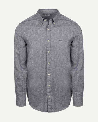 Overhemd cotton linen donkerblauw