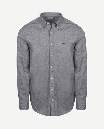 Overhemd cotton linen donkerblauw
