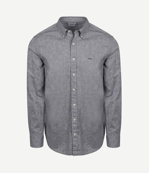 Overhemd cotton linen donkerblauw