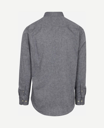 Overhemd cotton linen donkerblauw