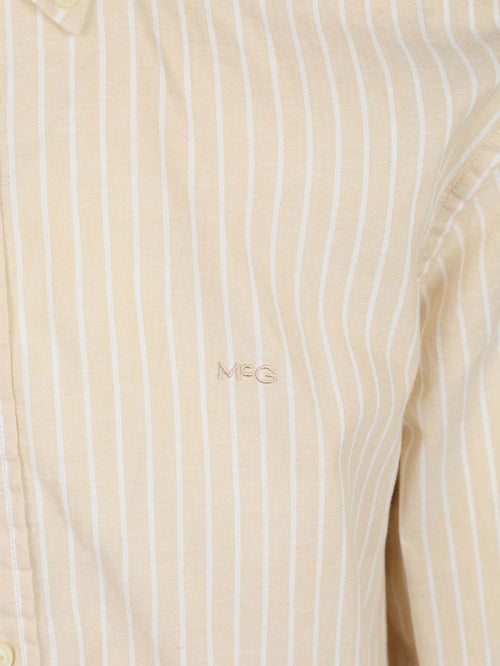 Overhemd cotton linen strepen ecru