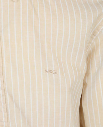 Overhemd cotton linen strepen ecru