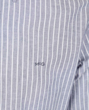 Overhemd cotton linen strepen indigo