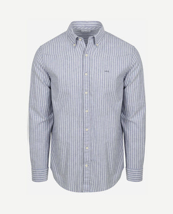 Overhemd cotton linen strepen indigo