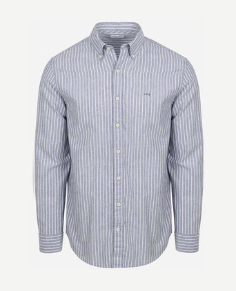 Overhemd cotton linen strepen indigo