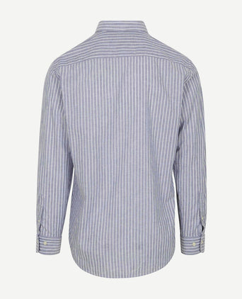 Overhemd cotton linen strepen indigo