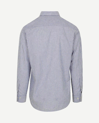 Overhemd cotton linen strepen indigo