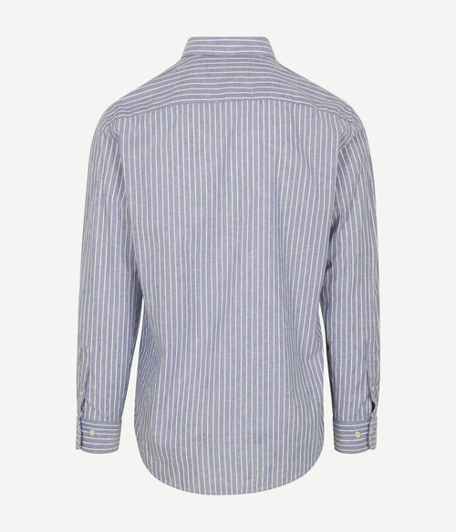 Overhemd cotton linen strepen indigo