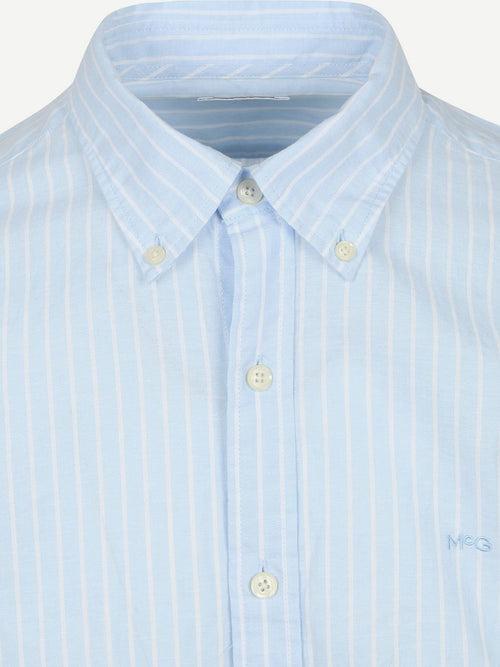 Overhemd cotton linen strepen lichtblauw