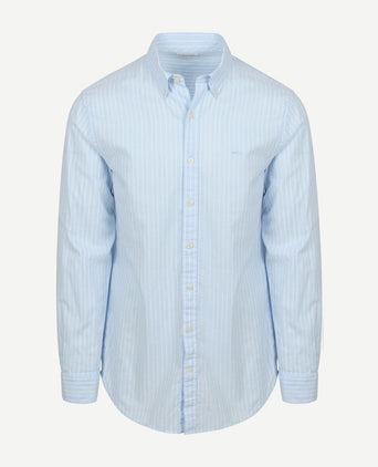 Overhemd cotton linen strepen lichtblauw