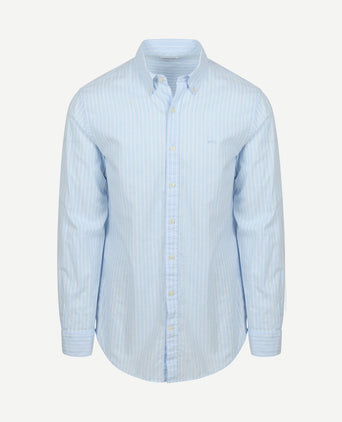 Overhemd cotton linen strepen lichtblauw