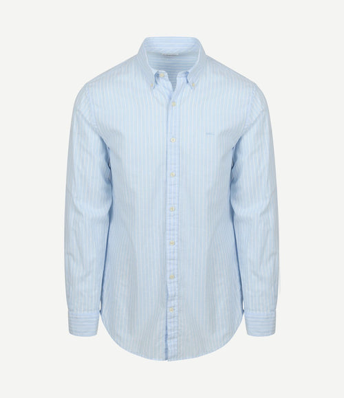 Overhemd cotton linen strepen lichtblauw