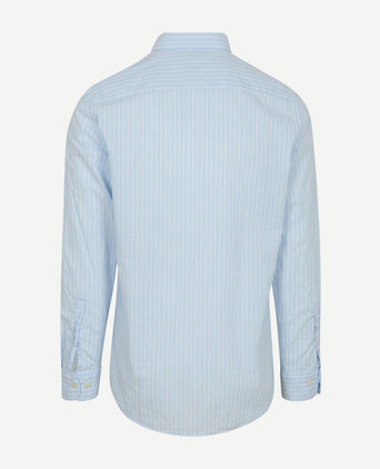 Overhemd cotton linen strepen lichtblauw
