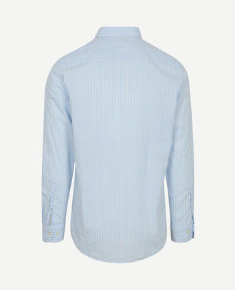 Overhemd cotton linen strepen lichtblauw