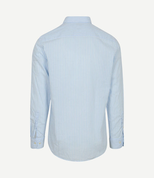Overhemd cotton linen strepen lichtblauw