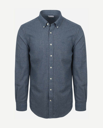Overhemd flanel melange blauw