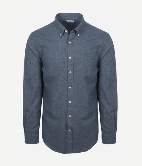 Overhemd flanel melange blauw